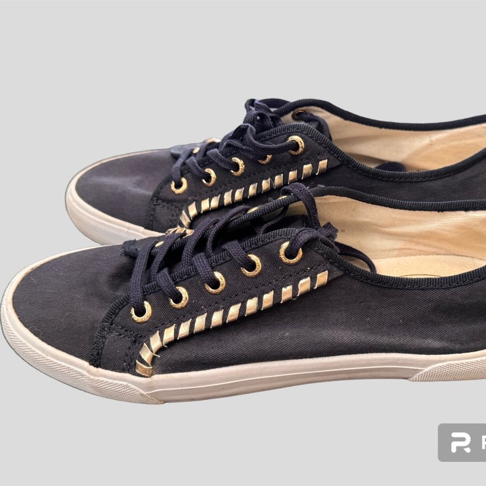 Jack Rogers Carter sneaker navy blue with gold embellishments size 7